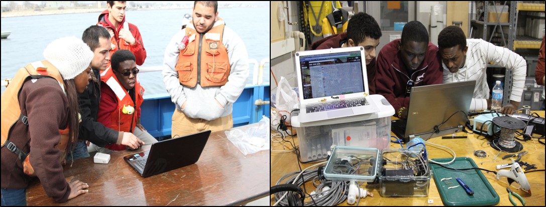 LSAMP students working with their remote ocean sensing devices